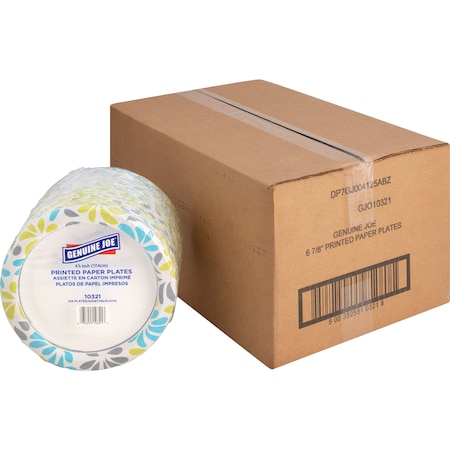 Genuine Joe Printed Paper Plates 7" Diameter Plate, PK125 10321CT